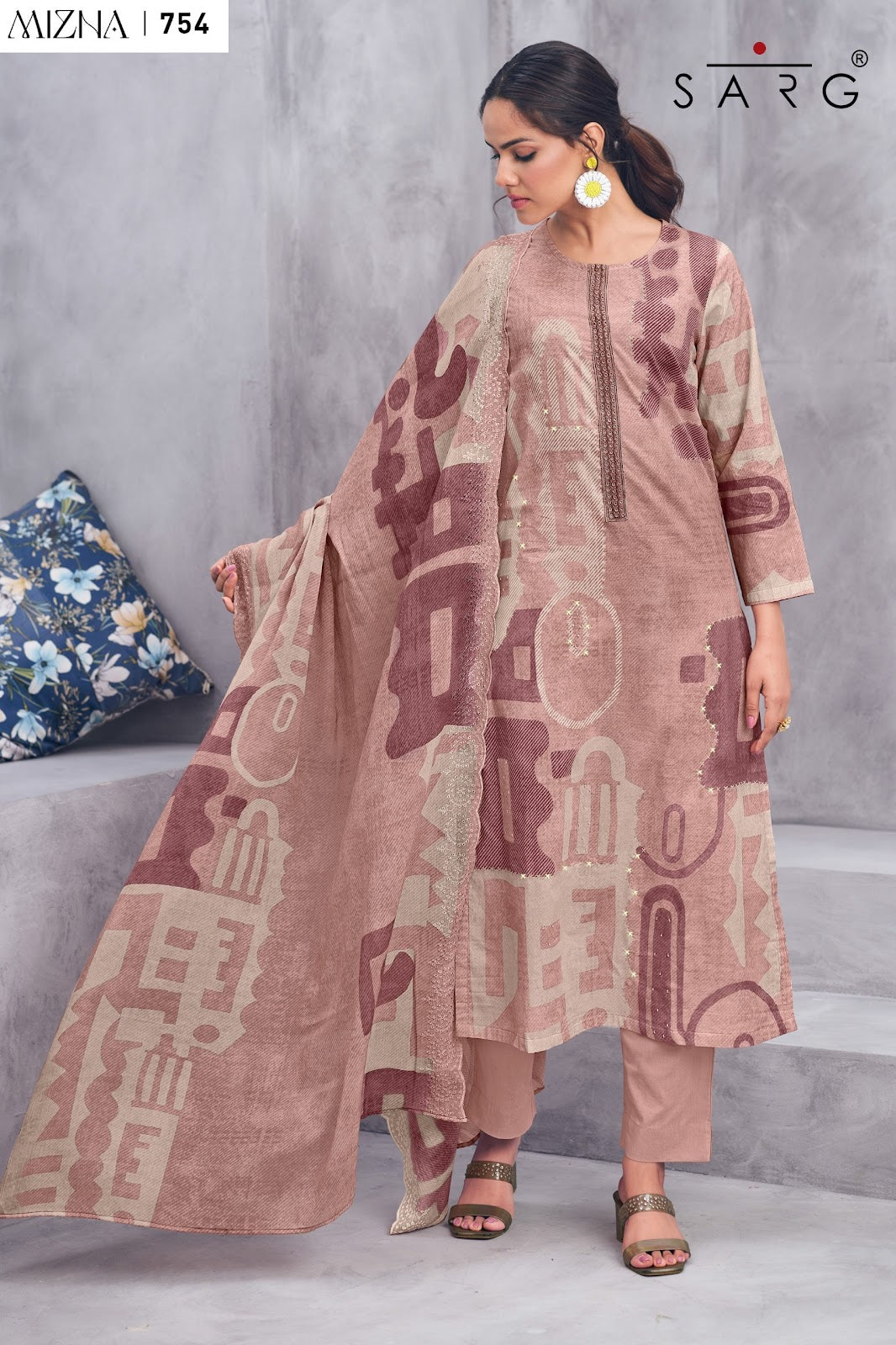 Mizna Sarg Pure Cotton Plazzo Style Suits Exporter