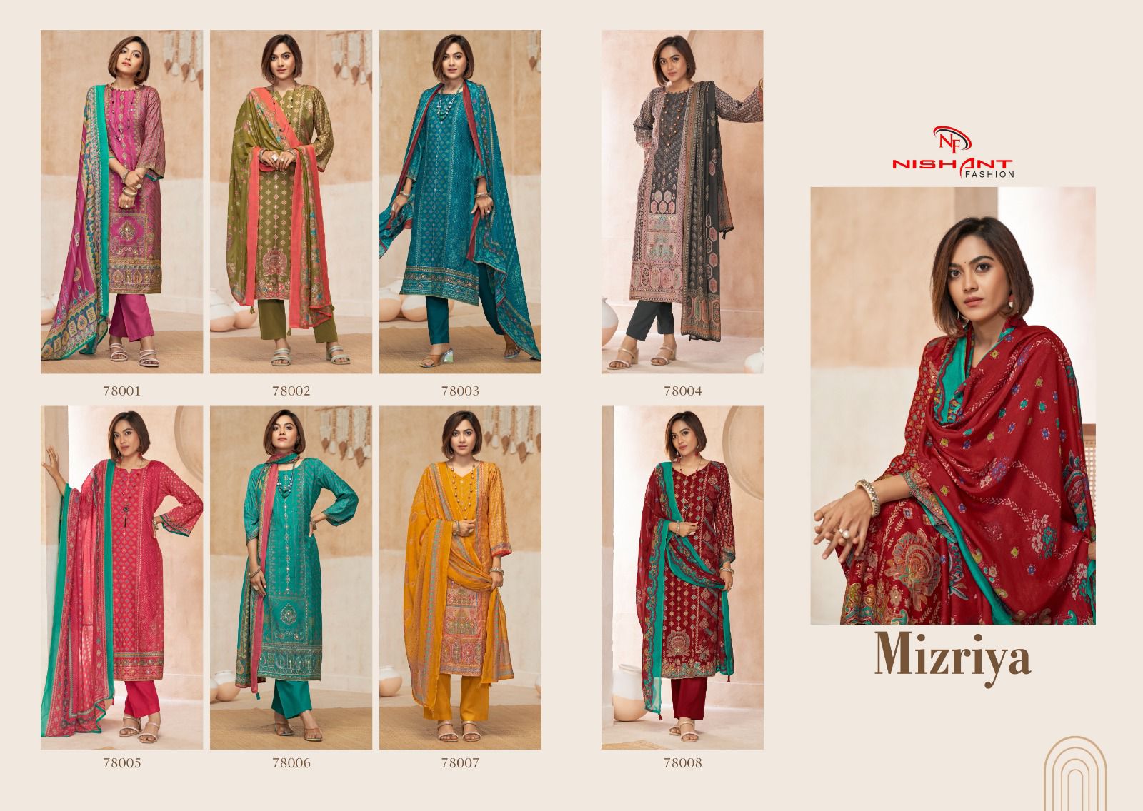 Mizriya Nishant Fashion Viscose Muslin Pant Style Suits Wholesale Price