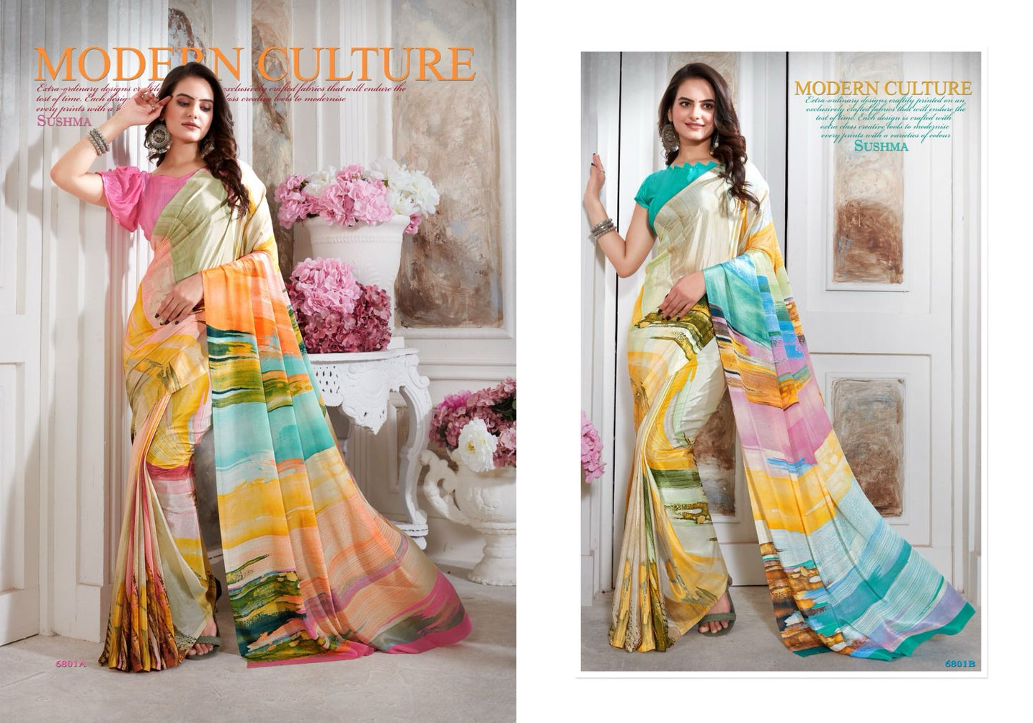 Modern Culture Sushma Crape Sarees Supplier India