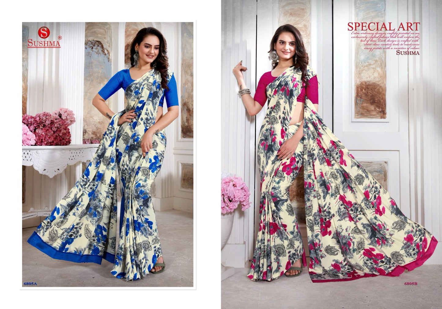 Modern Culture Sushma Crape Sarees Supplier India