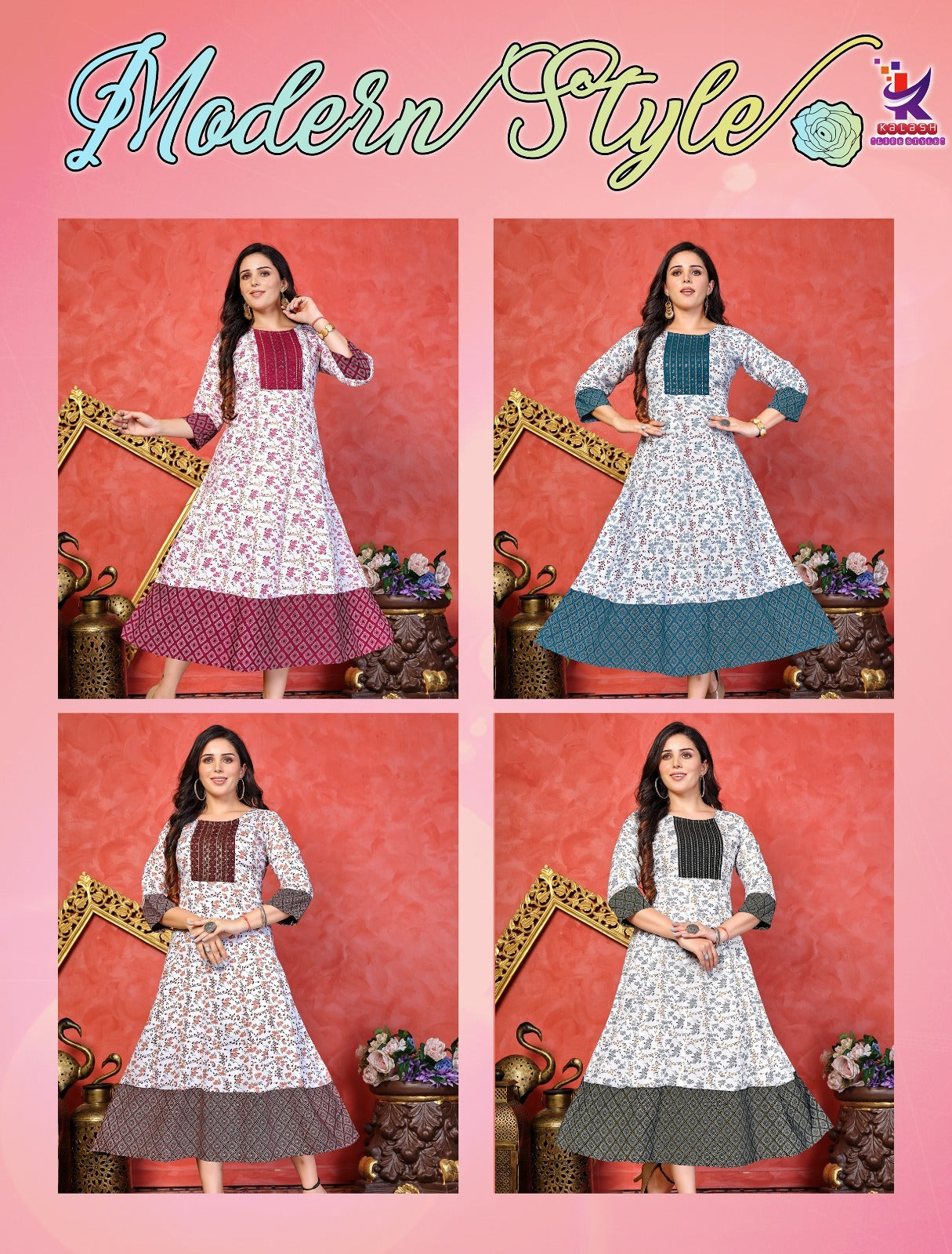 Modern Style Mlm Kalash Lifestyle Rayon 14Kg Anarkali Kurtis Supplier