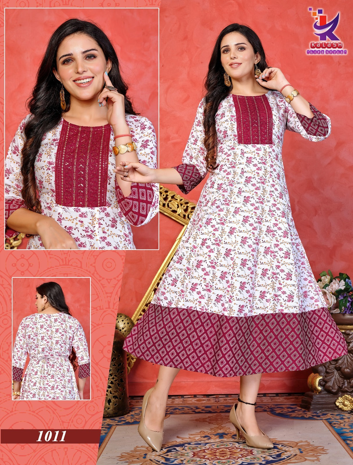 Modern Style Mlm Kalash Lifestyle Rayon 14Kg Anarkali Kurtis Supplier
