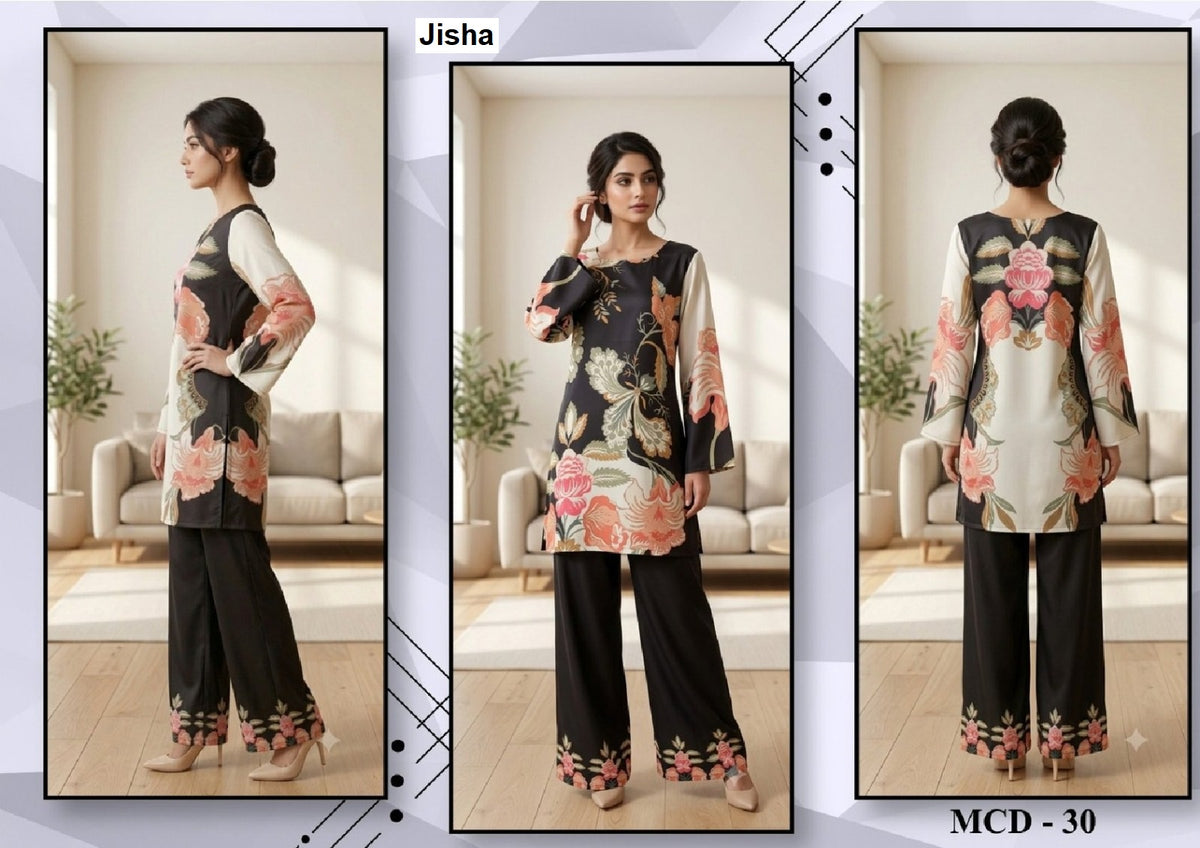Modern Vol 5 Jelite Jisha Dull Satin Co Ord Set Supplier Gujarat
