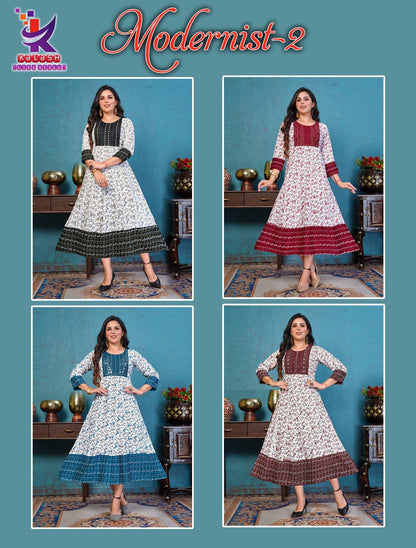 Modernist 2 Mlm Kalash Lifestyle Rayon 14Kg Anarkali Kurtis Manufacturer India