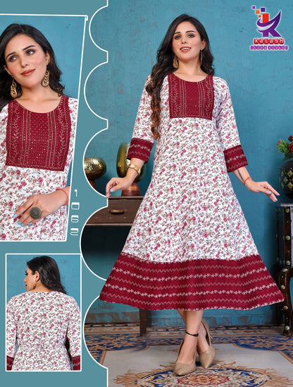Modernist 2 Mlm Kalash Lifestyle Rayon 14Kg Anarkali Kurtis Manufacturer India