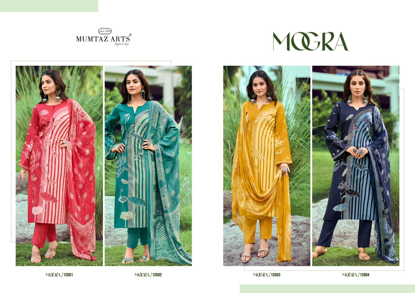Mogra New Mumtaz Arts Pure Lawn Pant Style Suits Manufacturer India