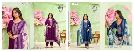 Moh 01-02 Gurmaya Aanchi Vichitra Silk Readymade Anarkali Suits Wholesaler Ahmedabad
