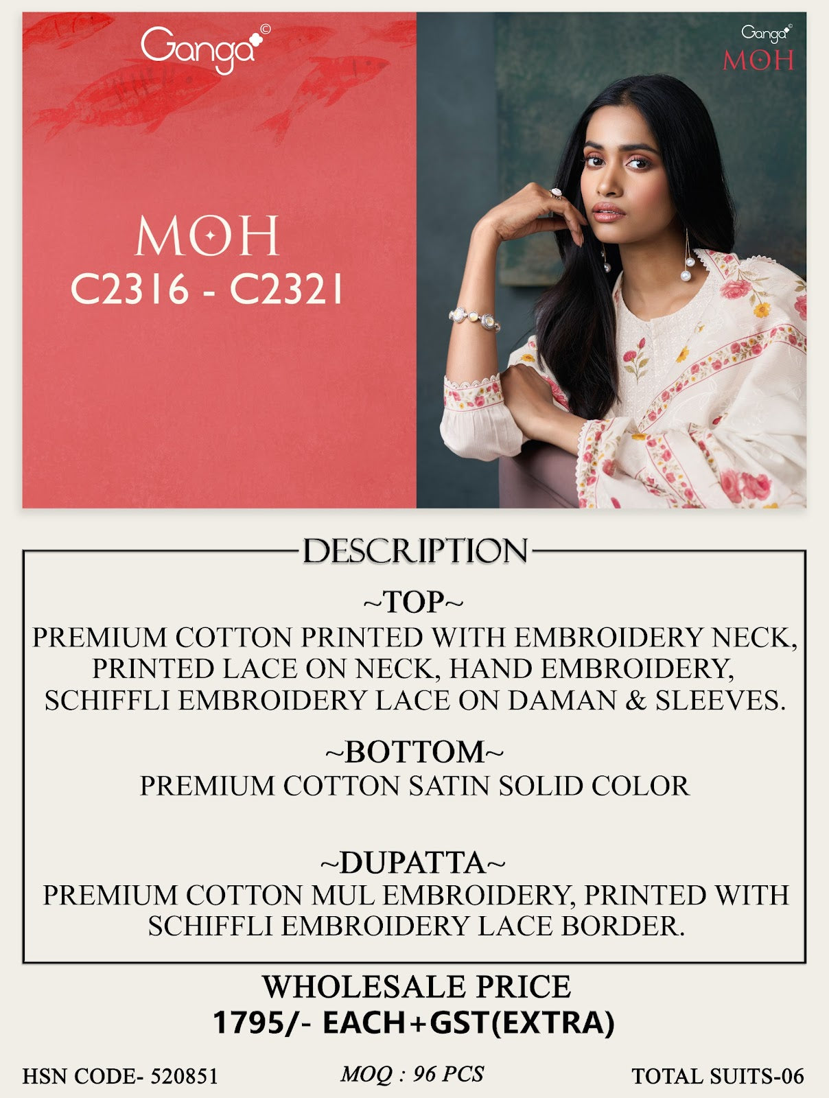 Moh Ganga Cotton Pant Style Suits Exporter India