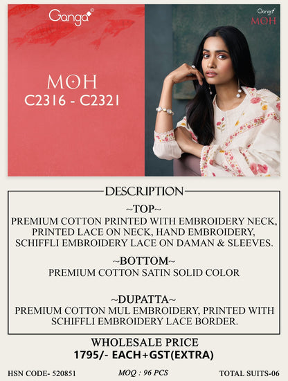 Moh Ganga Cotton Pant Style Suits Exporter India
