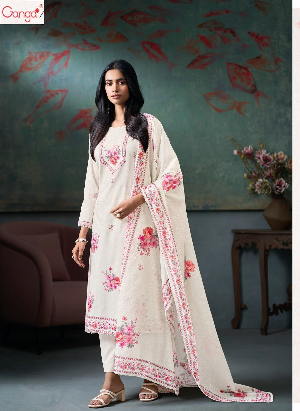 Moh Ganga Cotton Pant Style Suits Exporter India