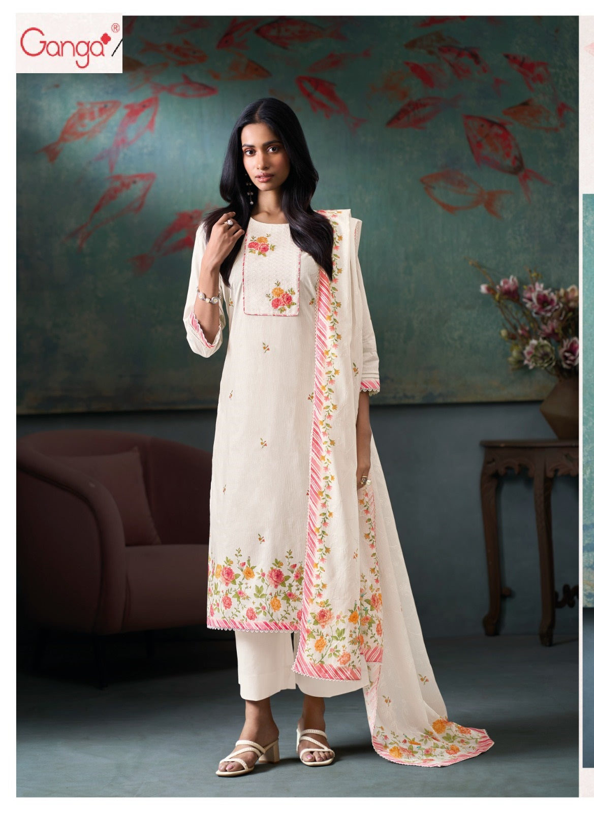Moh Ganga Cotton Pant Style Suits Exporter India
