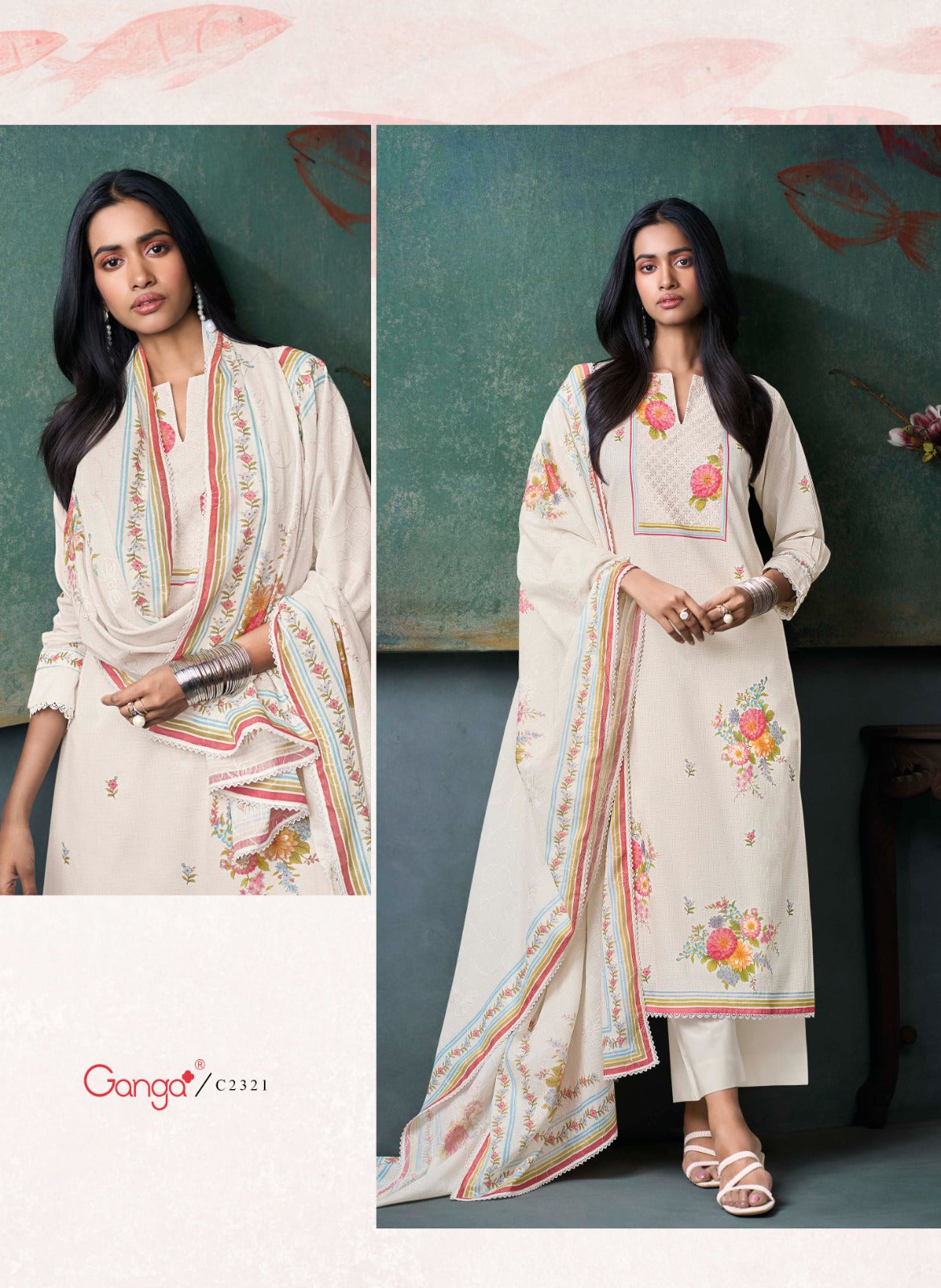 Moh Ganga Cotton Pant Style Suits Exporter India