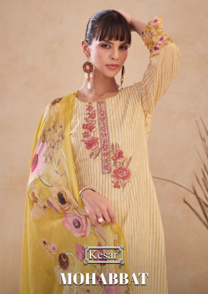 Mohabbat Kesar Lawn Cotton Karachi Salwar Suits Exporter Gujarat