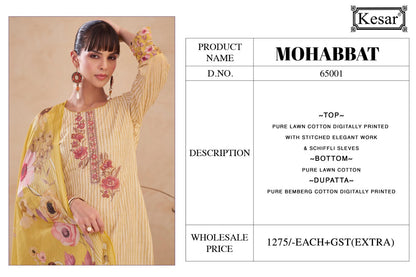 Mohabbat Kesar Lawn Cotton Karachi Salwar Suits Exporter Gujarat