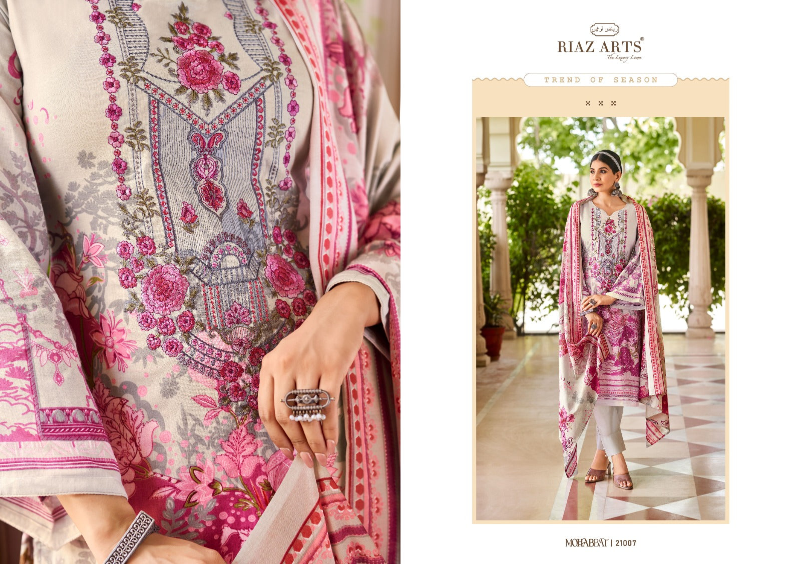 Mohabbat Riaz Art Lawn Karachi Salwar Suits Supplier Ahmedabad