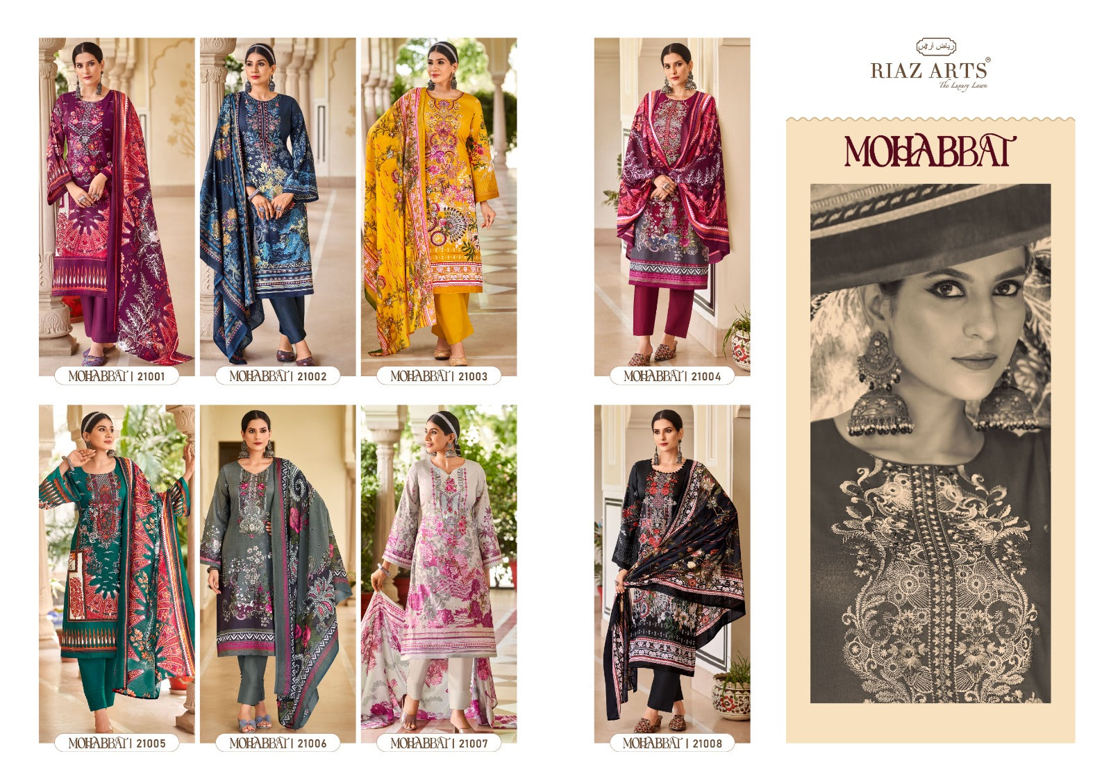 Mohabbat Riaz Art Lawn Karachi Salwar Suits Supplier Ahmedabad