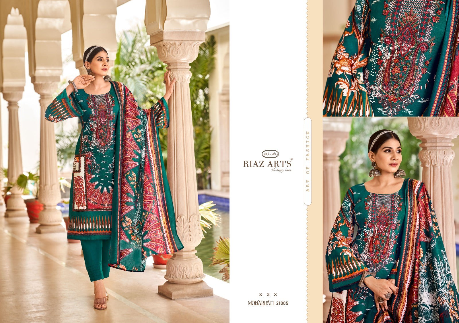 Mohabbat Riaz Art Lawn Karachi Salwar Suits Supplier Ahmedabad