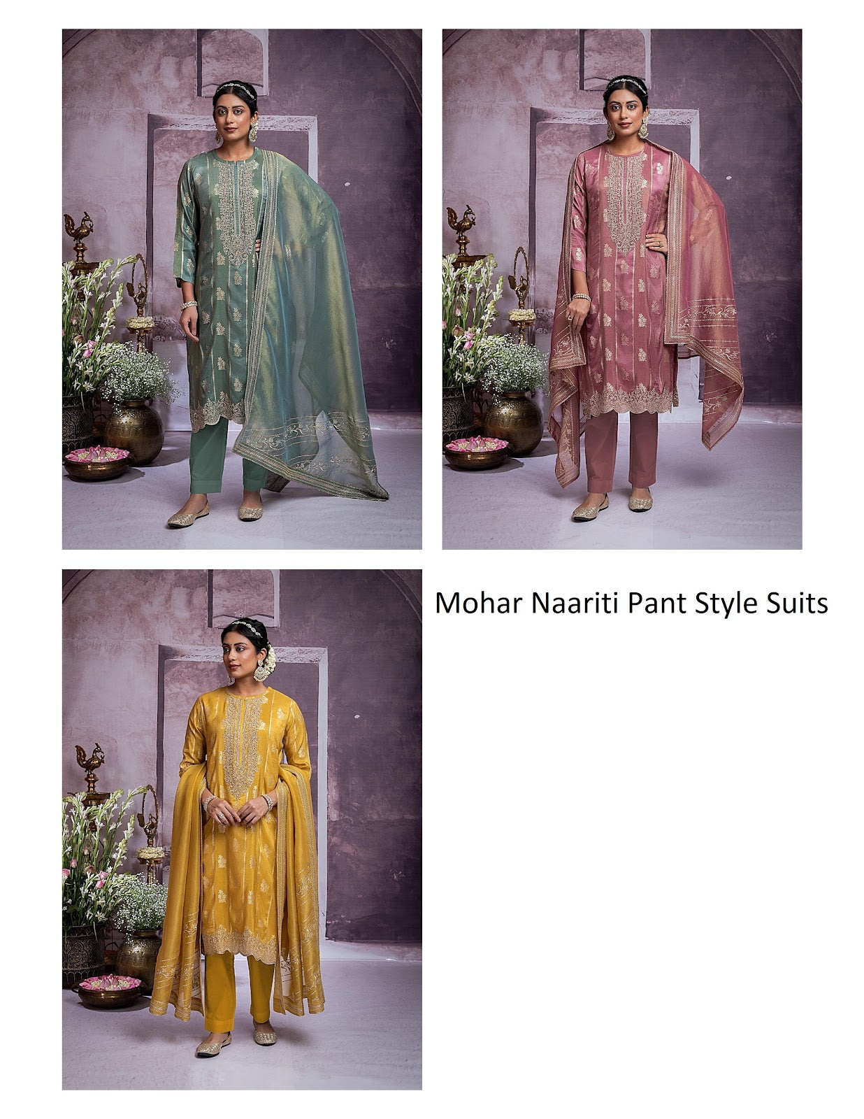 Mohar Naariti Silk Jacquard Pant Style Suits Wholesale Rate