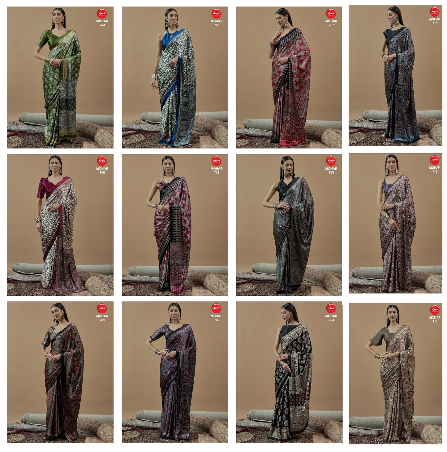 Mohar Vol 7 Apple Japan Satin Sarees Wholesaler