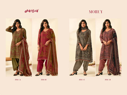 Mohey 3314 Jay Vijay Organza Twill Pant Style Suits Wholesaler Gujarat