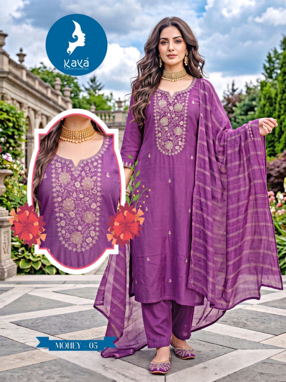 Mohey Kaya Roman Readymade Pant Style Suits Exporter Ahmedabad