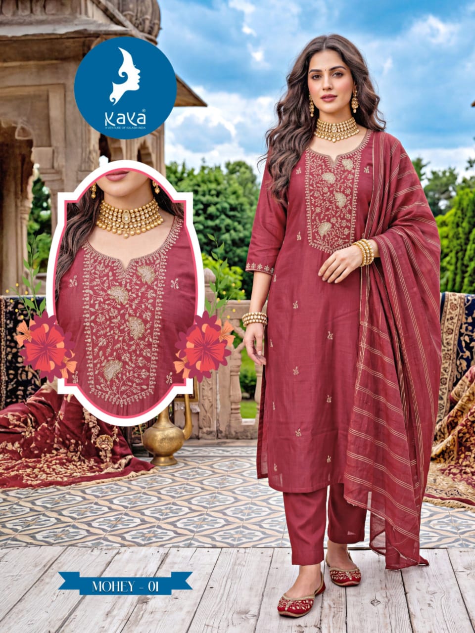 Mohey Kaya Roman Readymade Pant Style Suits Exporter Ahmedabad