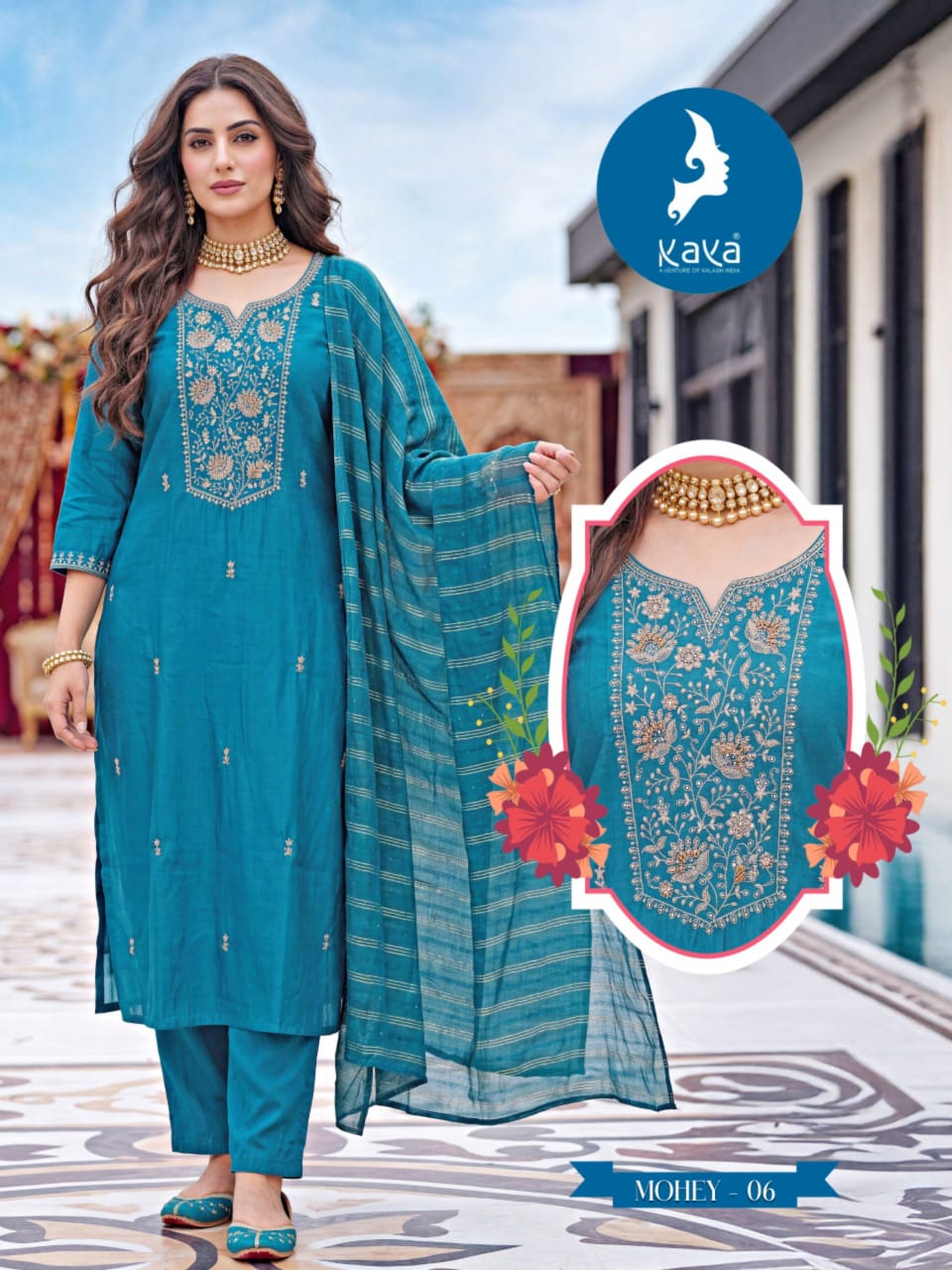 Mohey Kaya Roman Readymade Pant Style Suits Exporter Ahmedabad