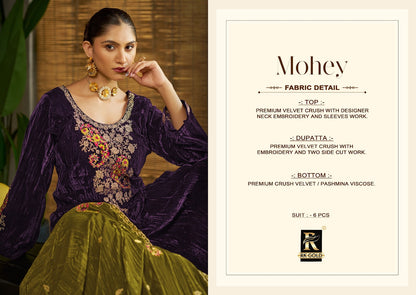 Mohey Rk Gold Crush Velvet Suits Wholesale Price