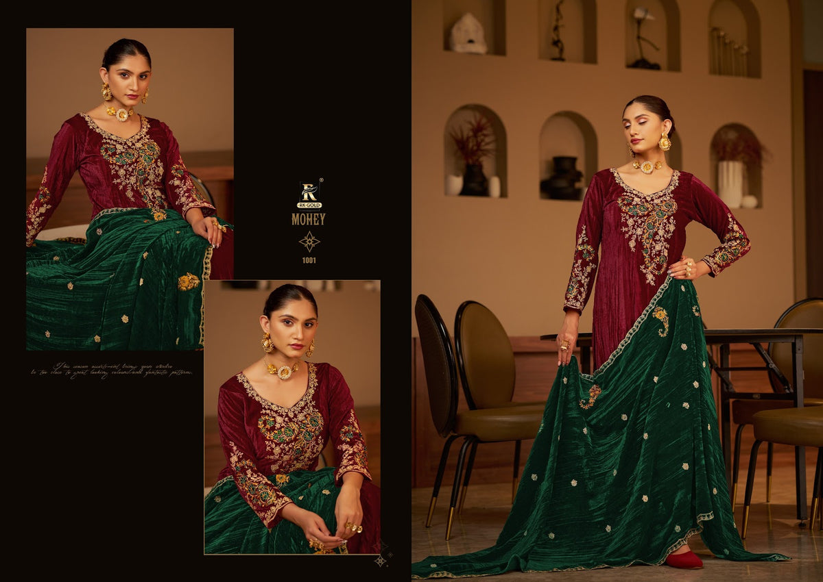 Mohey Rk Gold Crush Velvet Suits Wholesale Price