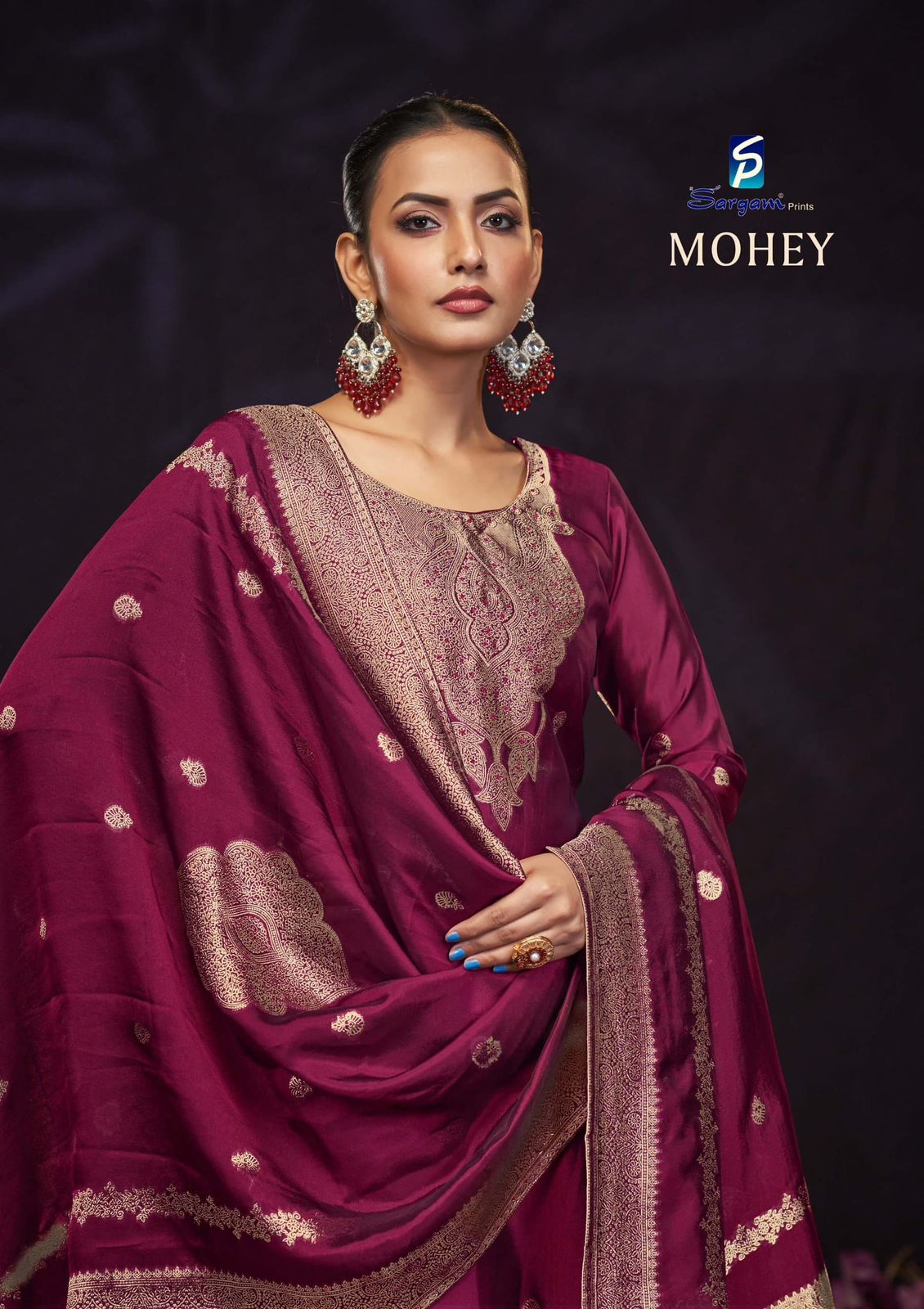 Mohey Sargam Prints Silk Jacquard Pant Style Suits Wholesale Price