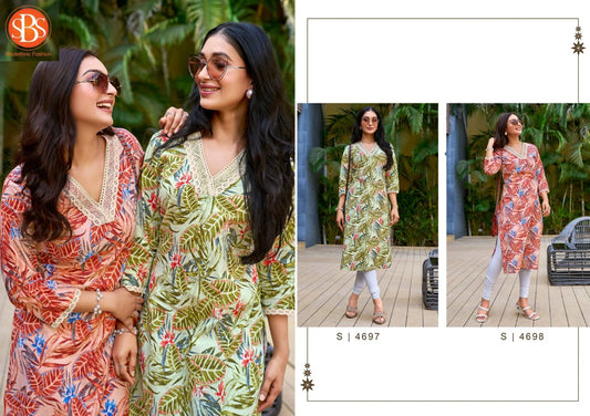 Mohey Sbs Cambric Cotton Long Straight Kurti Wholesaler Ahmedabad