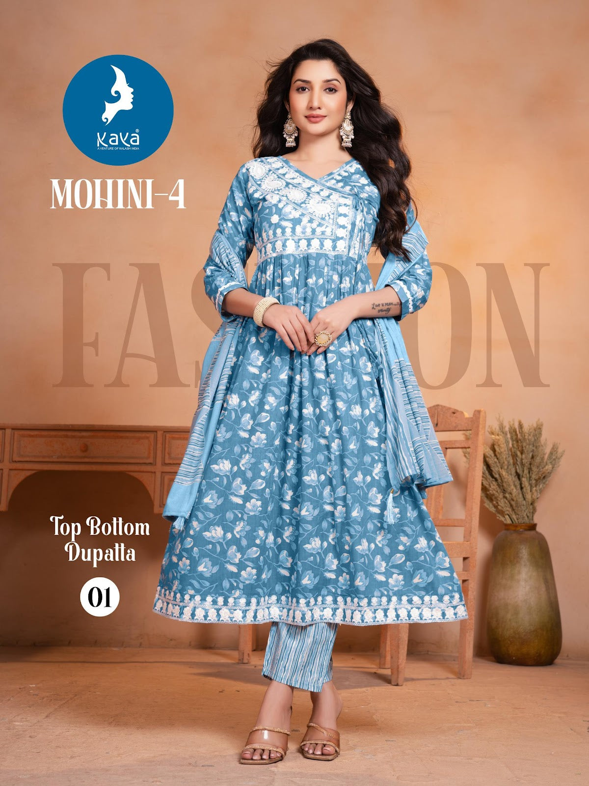 Mohini 4 Anarkali Kaya Readymade Cotton Pant Suits Exporter Ahmedabad