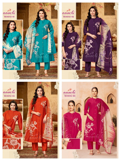 Mohini Aanchi Roman Silk Readymade Anarkali Suits Supplier