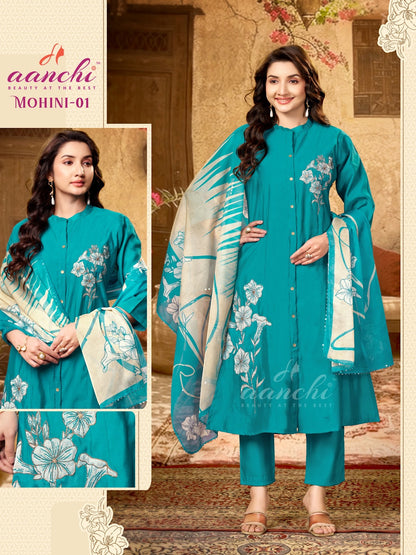 Mohini Aanchi Roman Silk Readymade Anarkali Suits Supplier