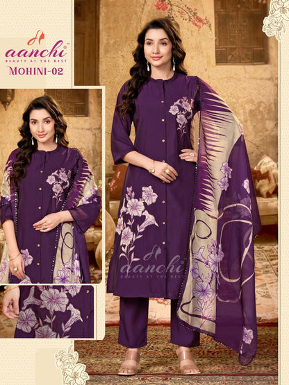 Mohini Aanchi Roman Silk Readymade Anarkali Suits Supplier