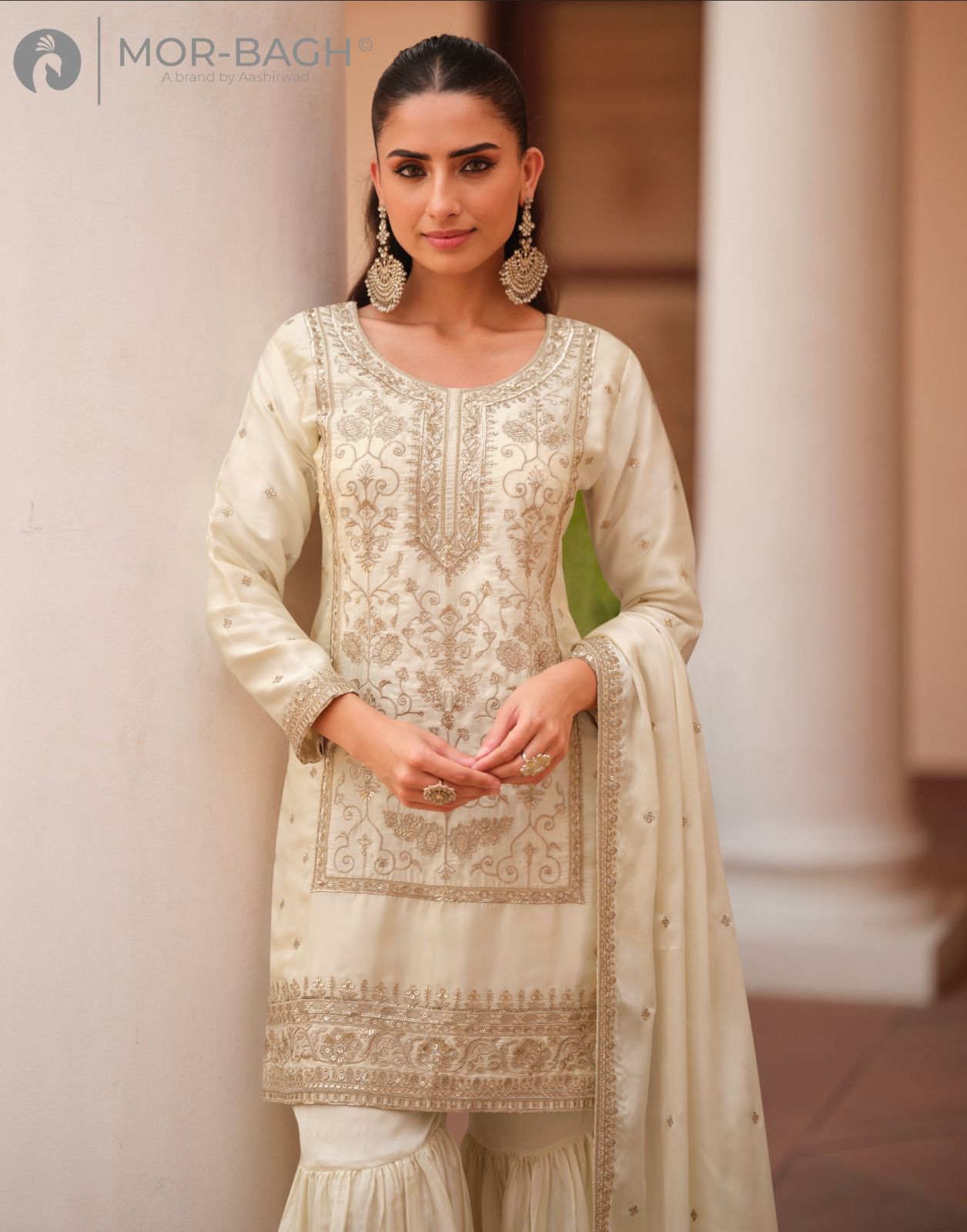 Mohini Aashirwad Creation Mor Bagh Silk Satin Readymade Sharara Suits Wholesale