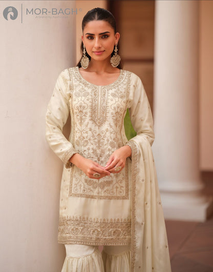 Mohini Aashirwad Creation Mor Bagh Silk Satin Readymade Sharara Suits Wholesale