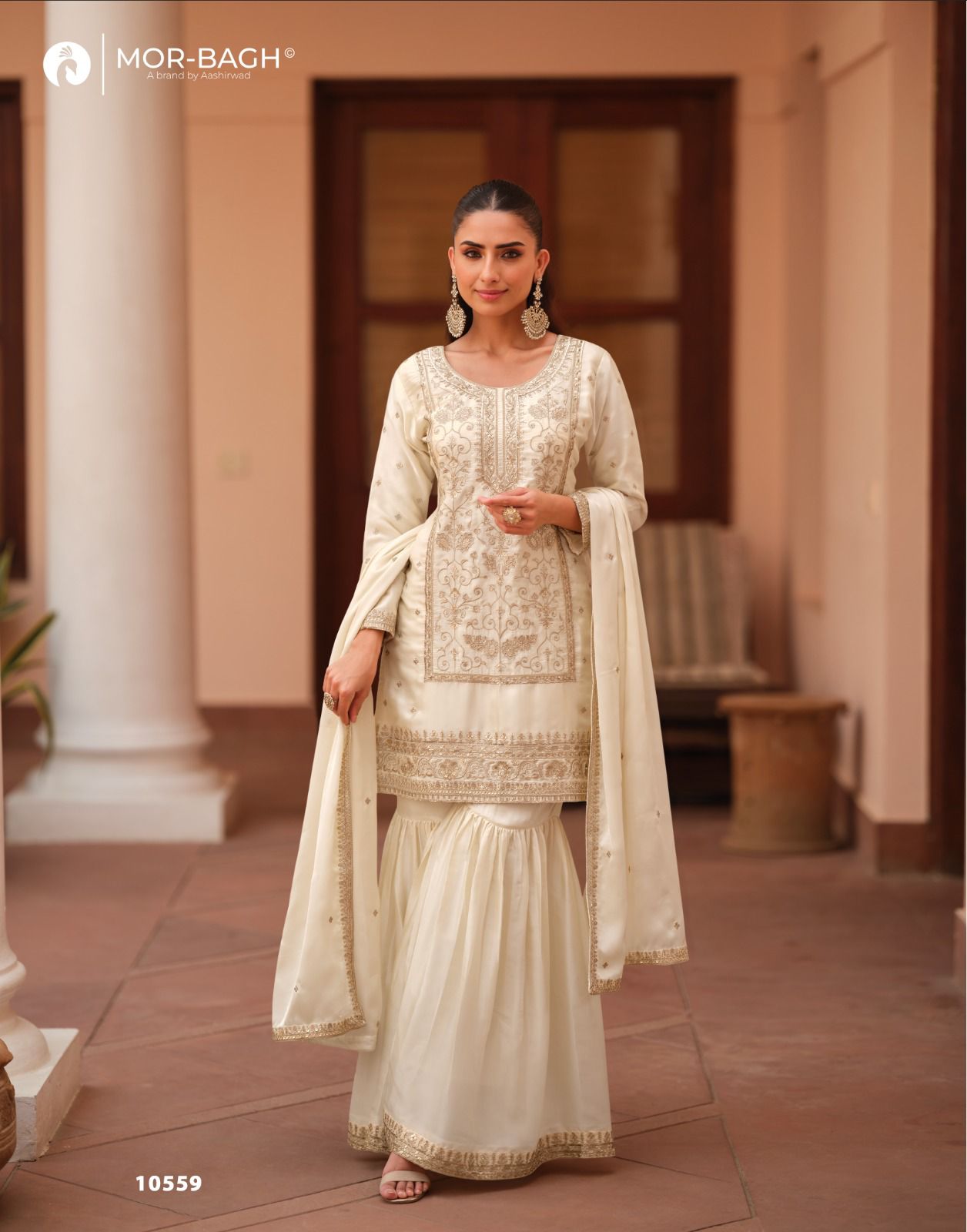 Mohini Aashirwad Creation Mor Bagh Silk Satin Readymade Sharara Suits Wholesale