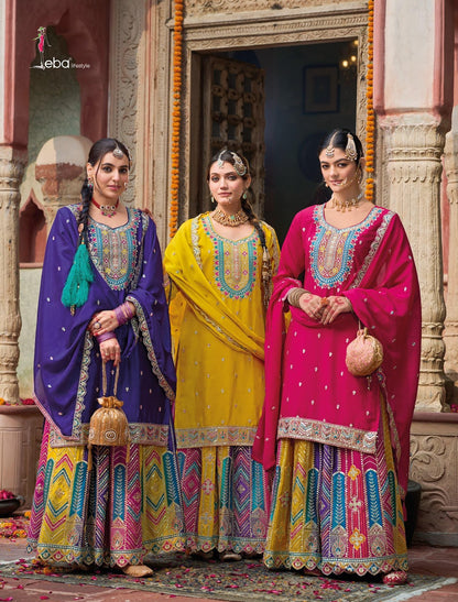 Mohini Eba Lifestyle Chinon Readymade Skirt Style Suits Wholesaler Ahmedabad