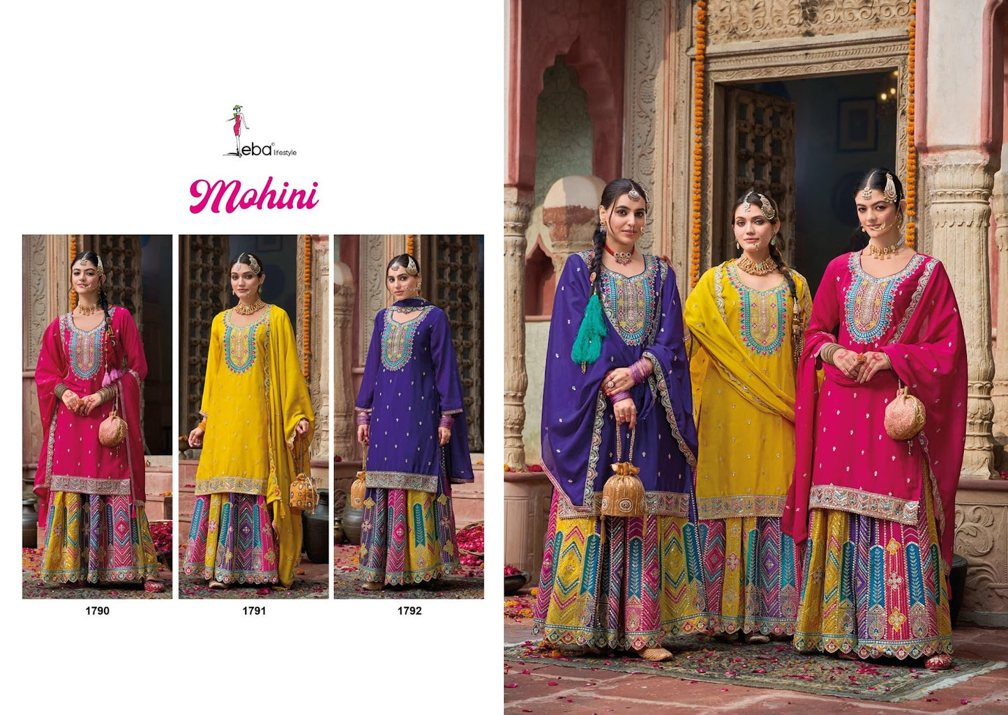 Mohini Eba Lifestyle Chinon Readymade Skirt Style Suits Wholesaler Ahmedabad