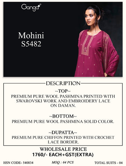 Mohini S5482 Ganga Wool Pashmina Suits Wholesale