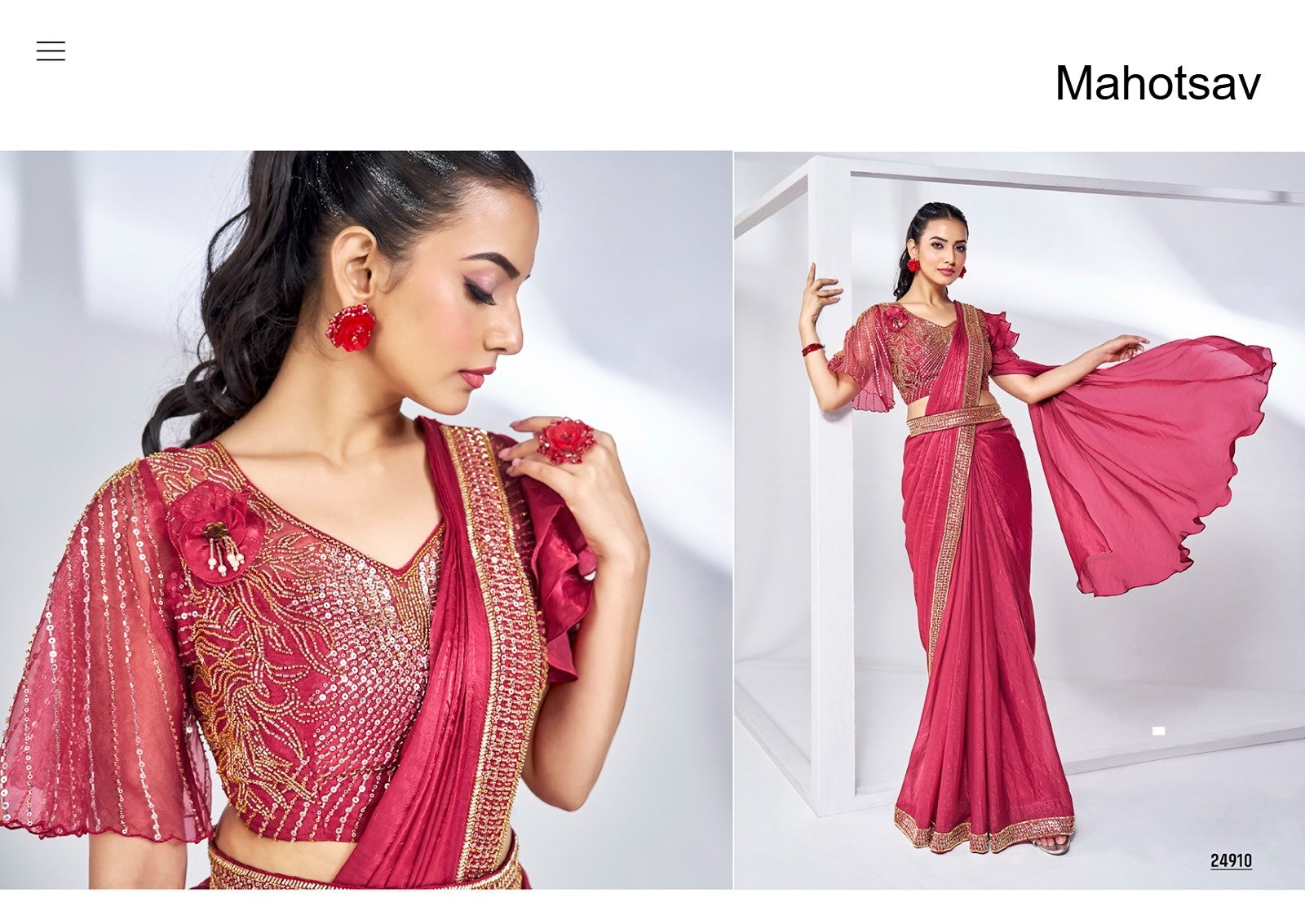 Mohmanthan Elyssia Mahotsav Ready To Wear Saree Wholesaler Gujarat