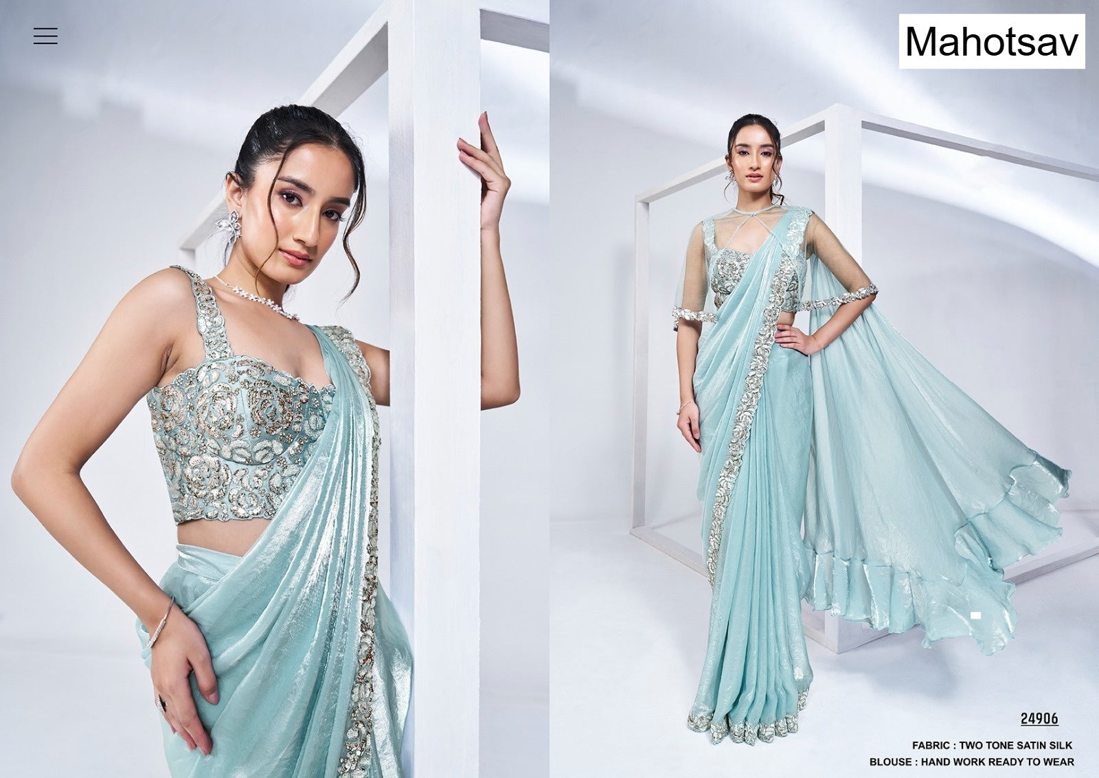 Mohmanthan Elyssia Mahotsav Ready To Wear Saree Wholesaler Gujarat