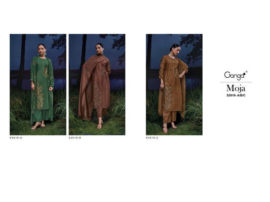 Moja S3019 Ganga Russian Silk Plazzo Style Suits Wholesaler