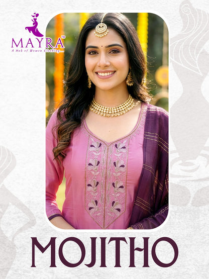 Mojitho Mayra Roman Silk Readymade Pant Style Suits Wholesale Rate