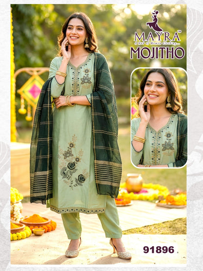 Mojitho Mayra Roman Silk Readymade Pant Style Suits Wholesale Rate