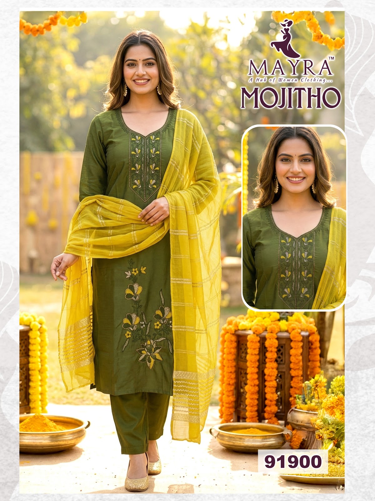Mojitho Mayra Roman Silk Readymade Pant Style Suits Wholesale Rate