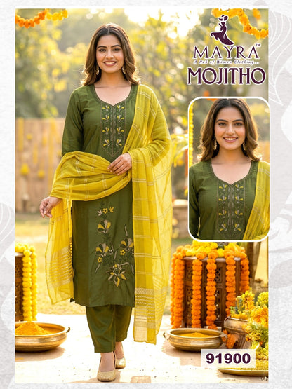 Mojitho Mayra Roman Silk Readymade Pant Style Suits Wholesale Rate