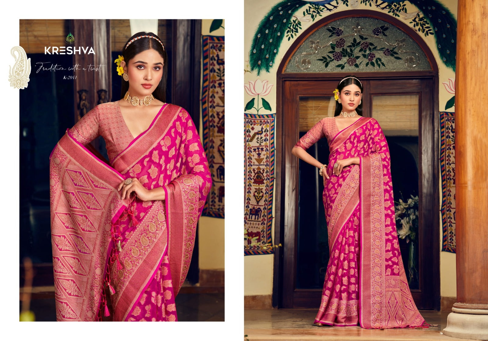 Moksha 2041-2046 Kreshva Georgette Sarees Manufacturer Ahmedabad