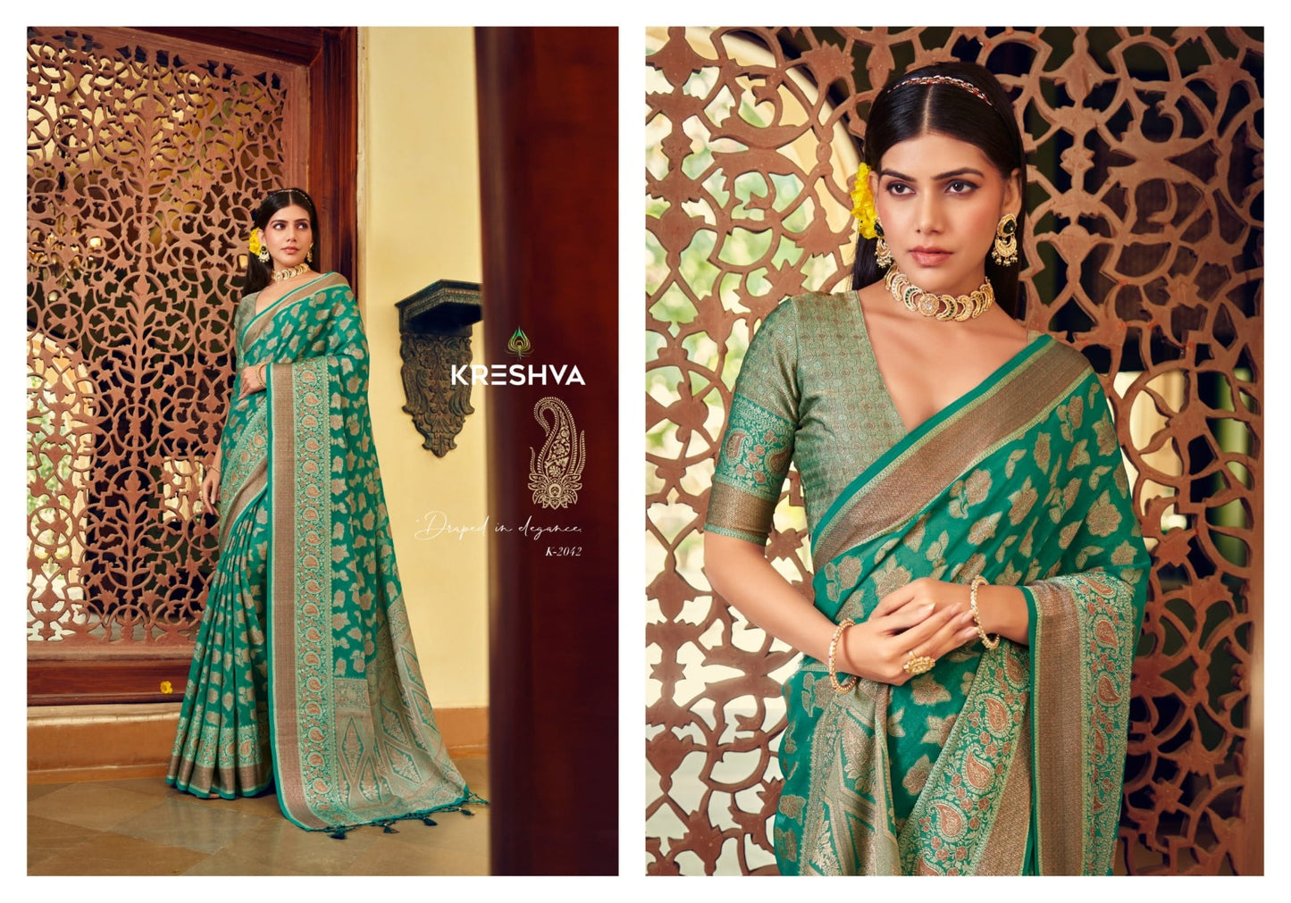 Moksha 2041-2046 Kreshva Georgette Sarees Manufacturer Ahmedabad